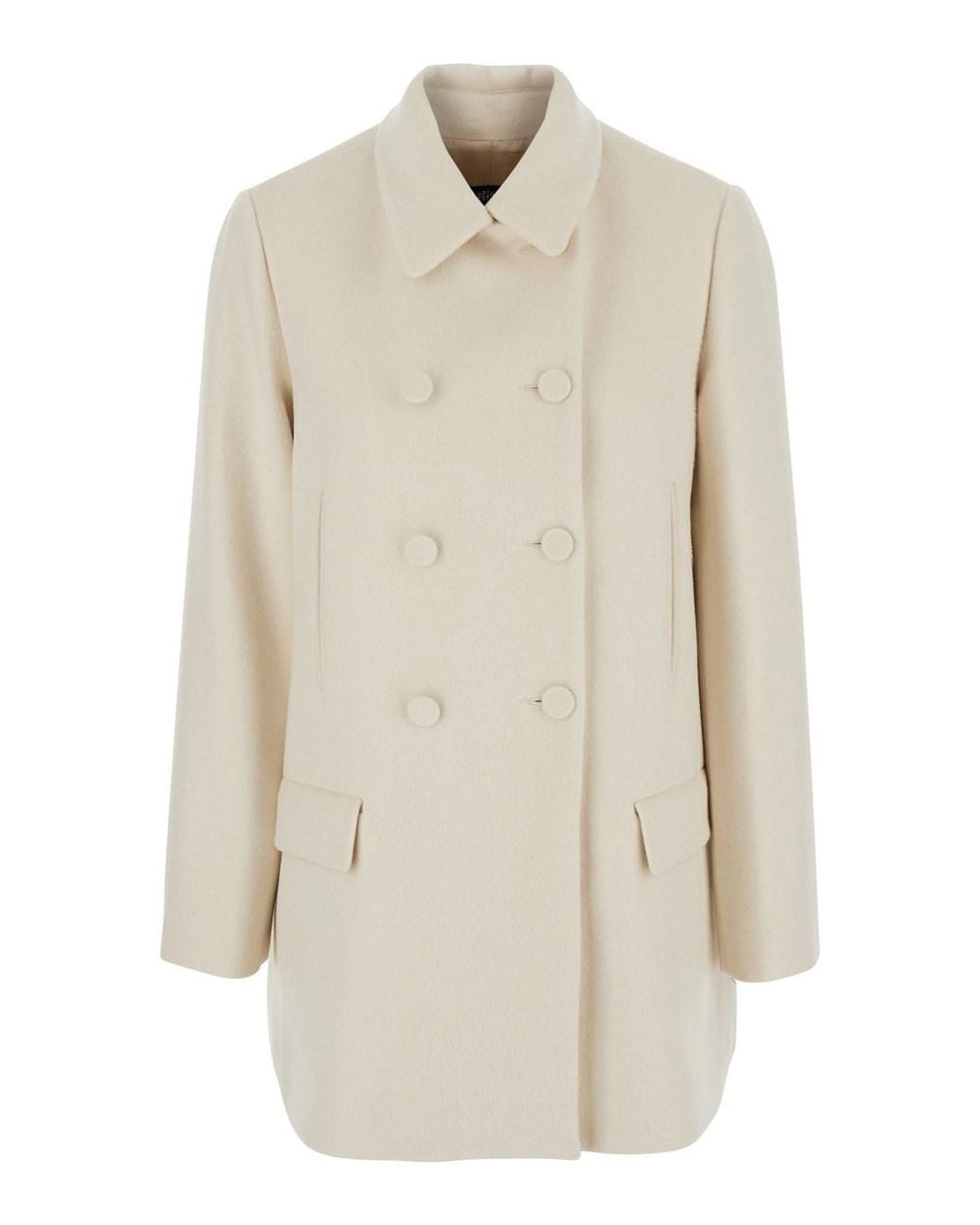 Le Plain White Double-Breasted Coat