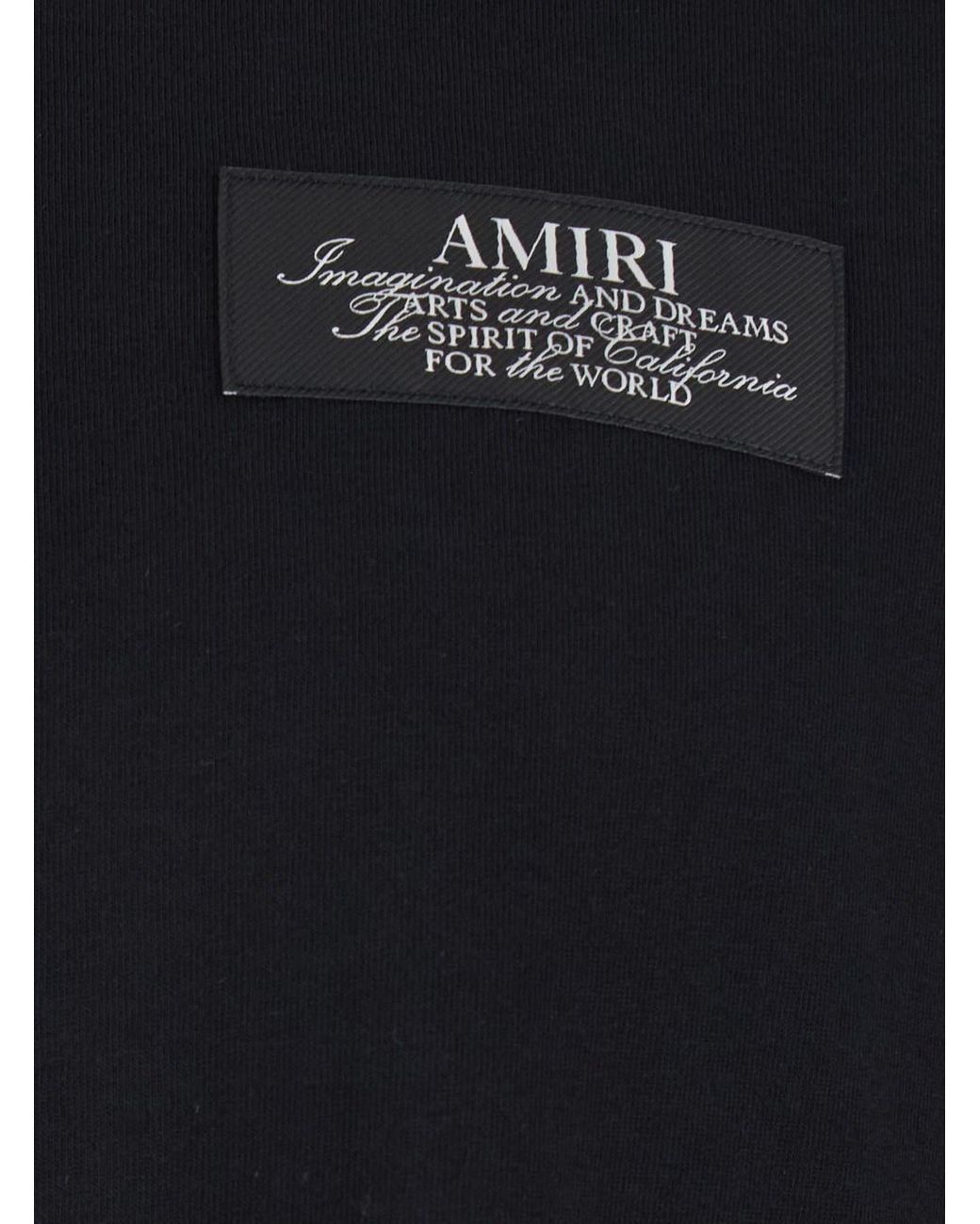 Amiri Black Crewneck T-Shirt With Logo Patch On The Front And Maxi Logo Print On The Rear for men