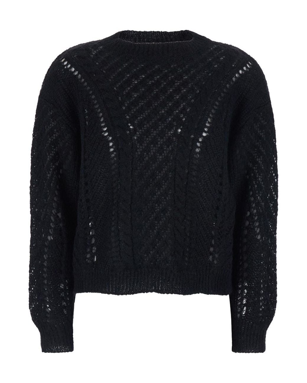 Twinset Black Crewneck Sweater With Logo Plaque On The Rear And Perfor