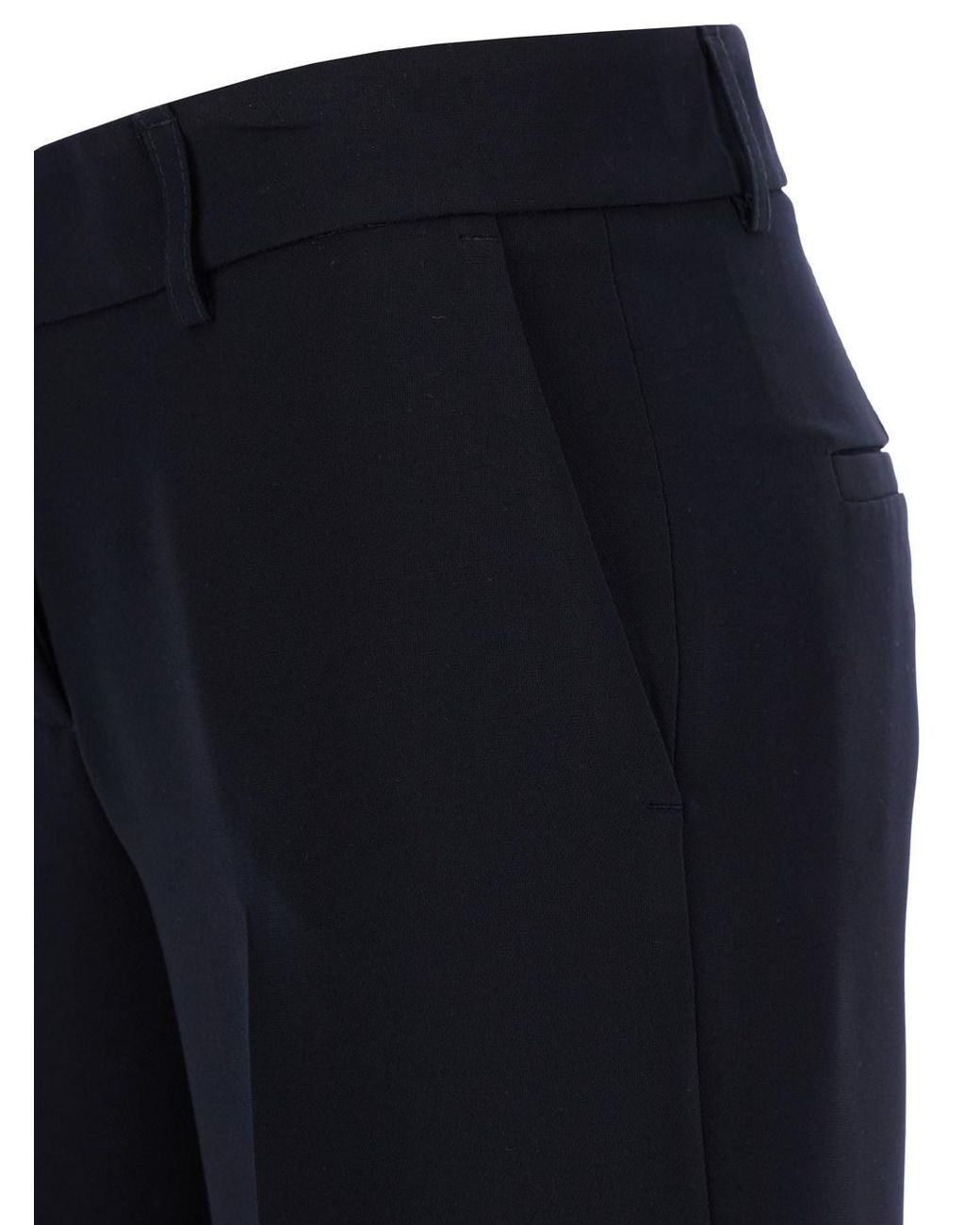 Le Plain Blue Straight Pants With Belt Loops