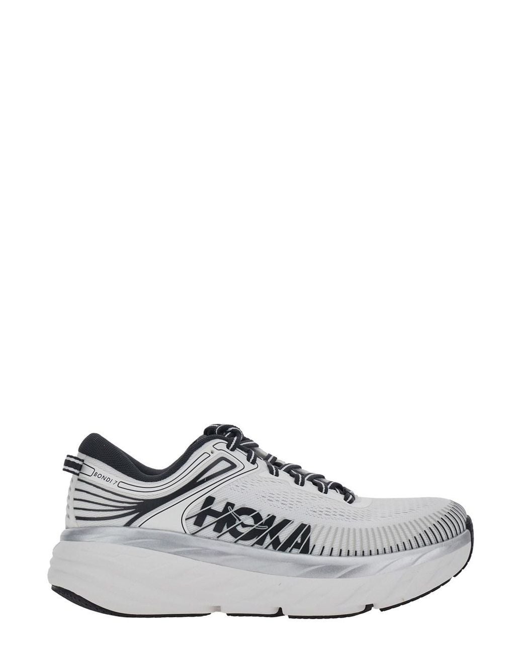 Hoka One One White 'M Bondi 7' Low Top Sneaker With Logo On The Tongue And Per