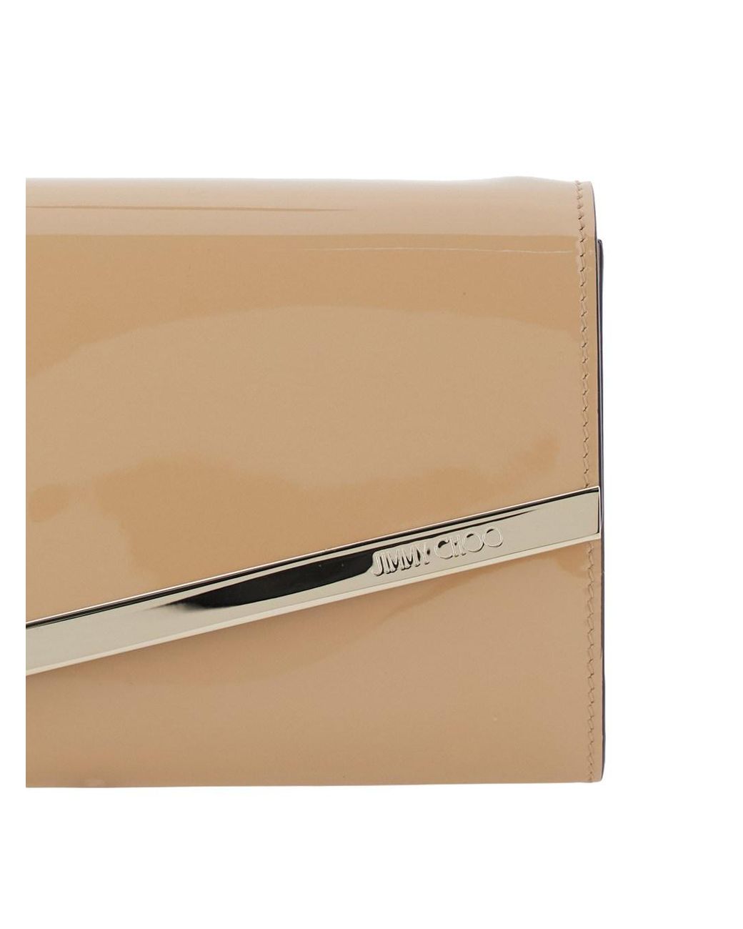 Jimmy Choo Natural Emmie Patch Light Clutch With Leather Details And Stud