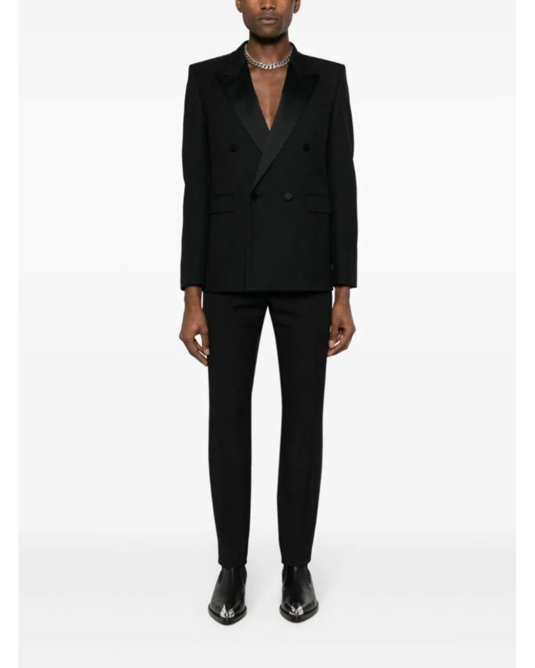 Saint Laurent Black Tailored Pants With Front Pinces for men