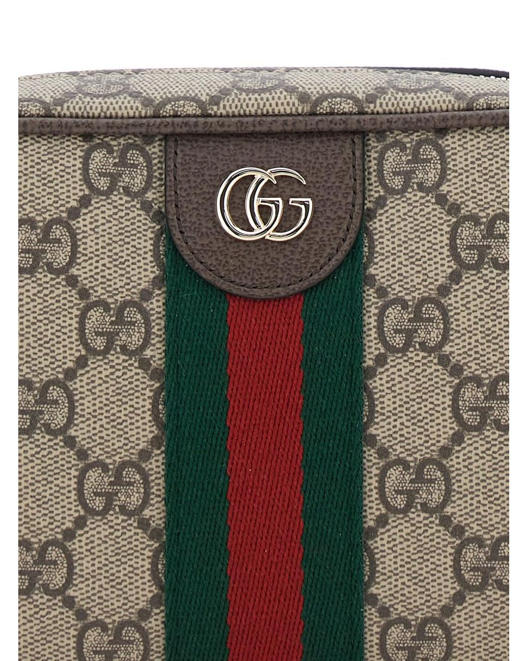 Gucci Gray Mini 'Ophidia' Bag With Shoulder Strap And Gg Canvas Web D