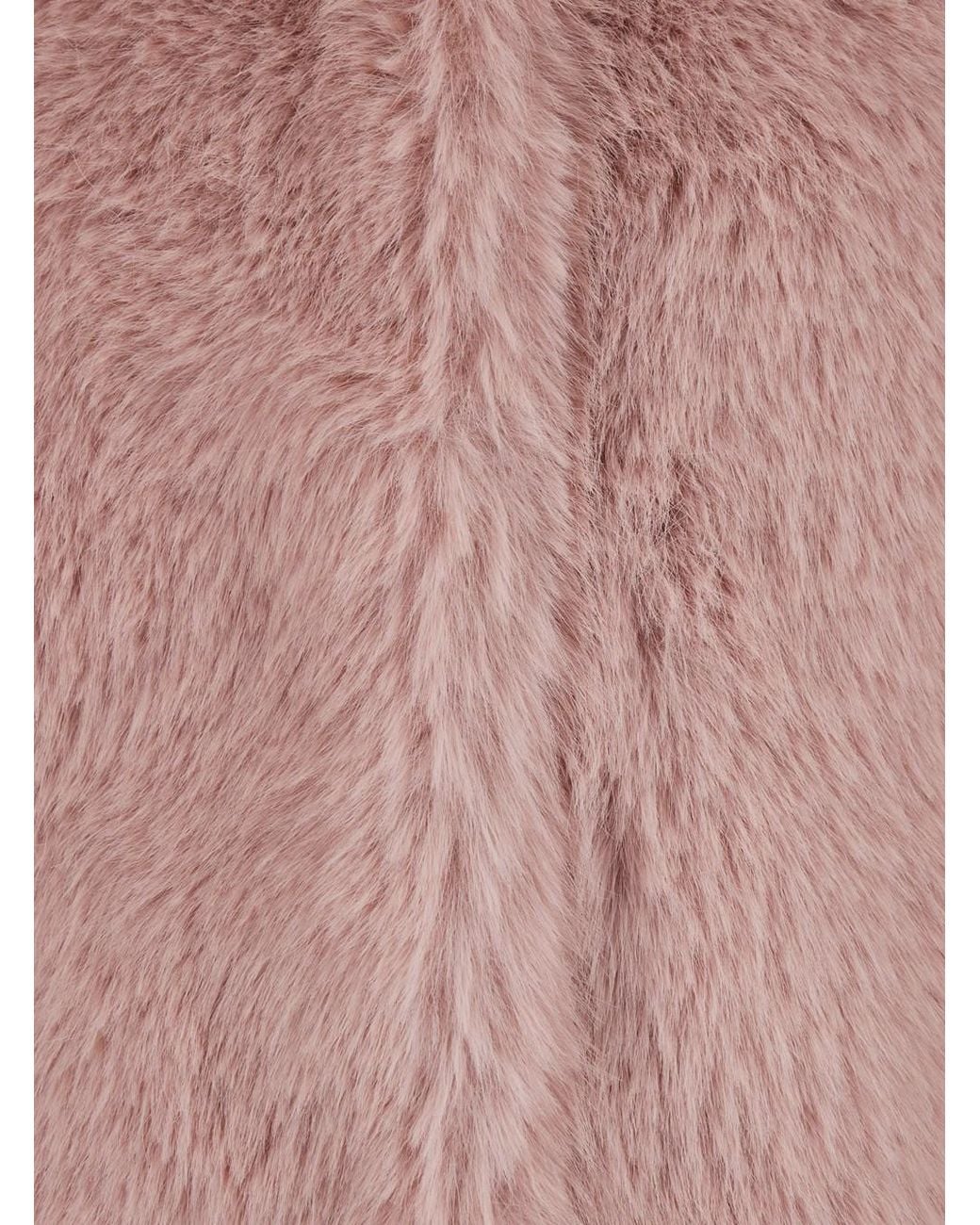 Le Plain Pink Crewneck Fur Jacket With Concealed Front Closure