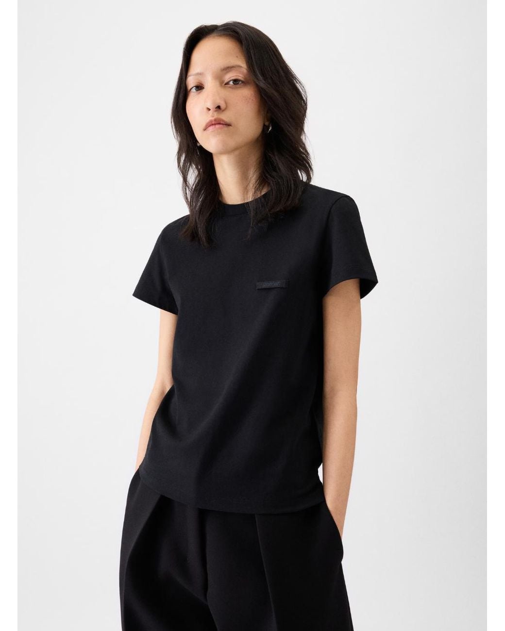 Jacquemus Black 'Le T-Shirt Gros Grain' Crewneck T-Shirt With Logo Patch On The Front
