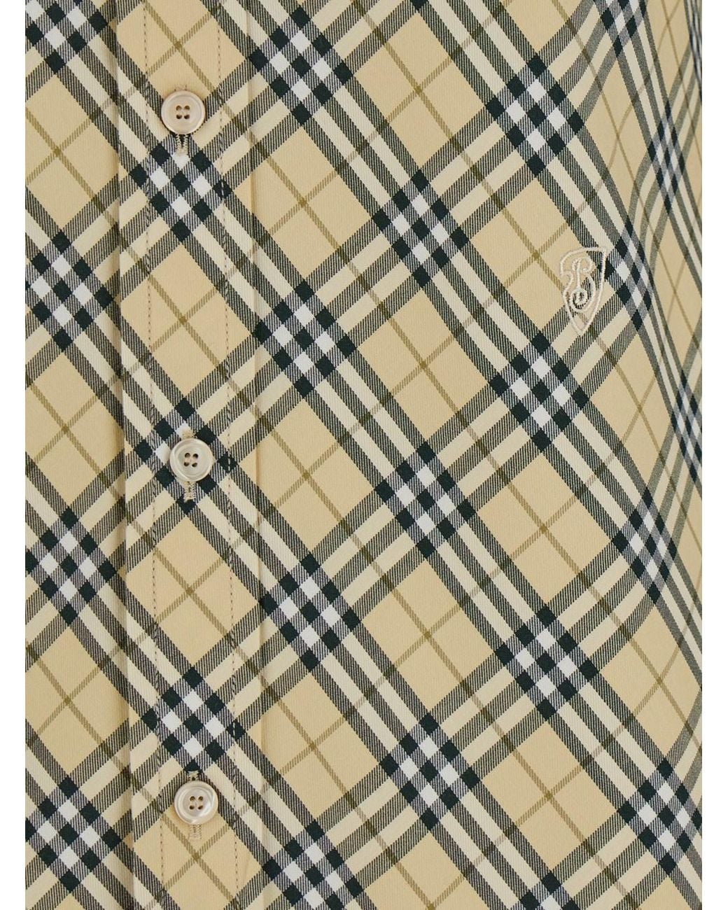 Burberry Natural Oversize Shirt With All-Over Check Motiv