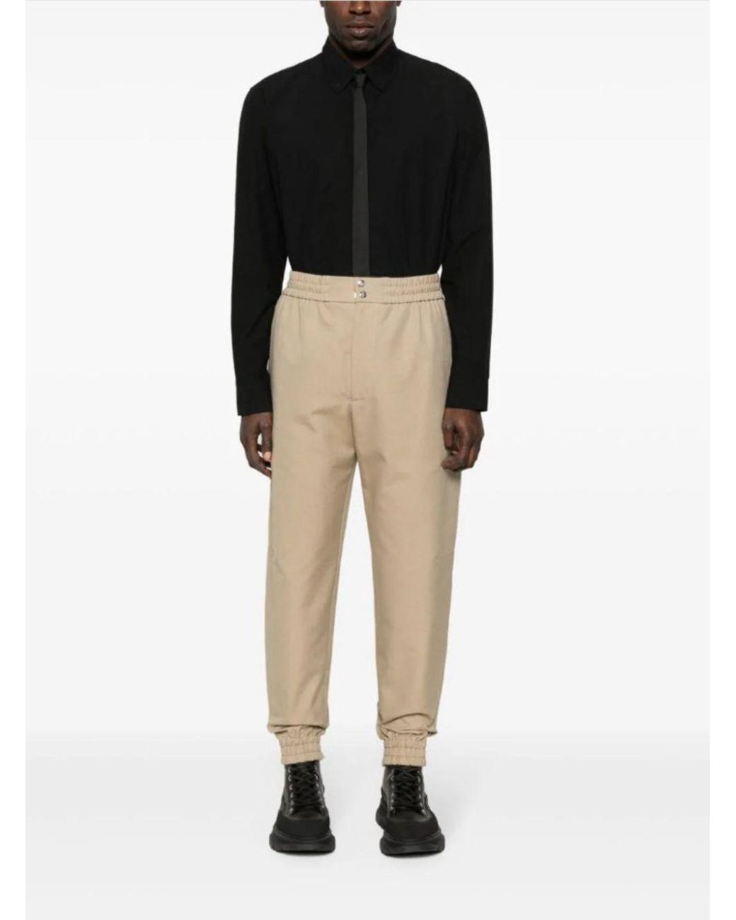 McQueen Natural Cargo Pants With Elastic Waistband for men