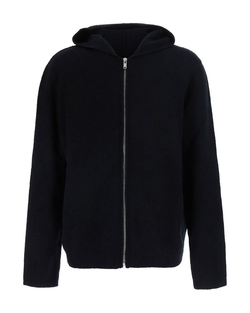 Rick Owens Black Hooded Sweatshirt With Fixed Hood And Front Zip Closure for men