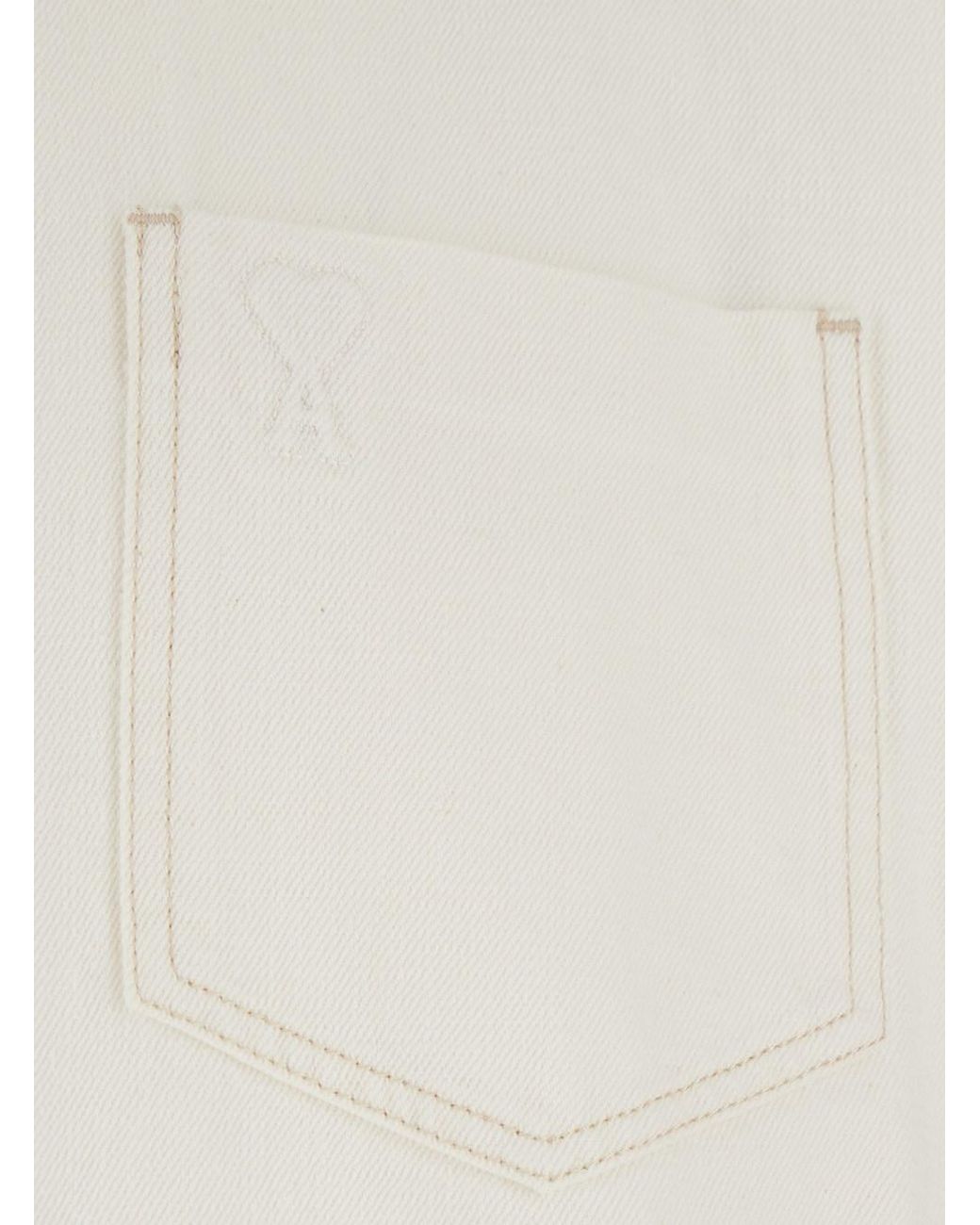 AMI White Cotton Shirt With Adc Embroidery for men