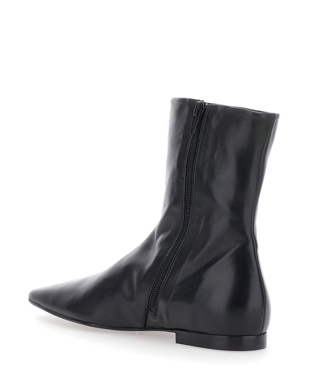 TOTEME Zipped Leather Chelsea Boots in Black | Lyst