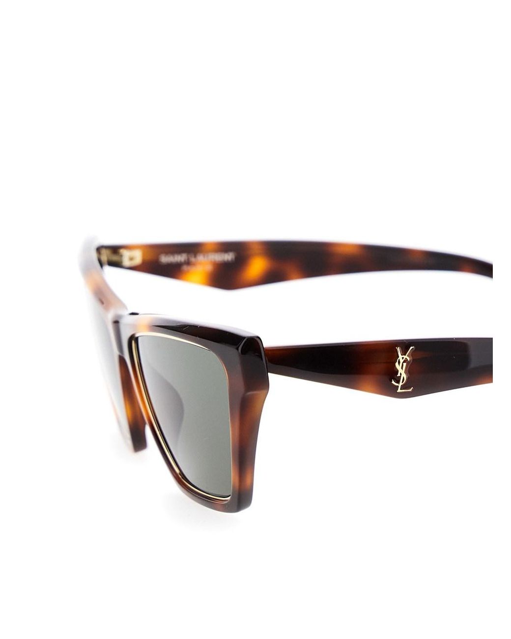 Saint Laurent Brown Tortoiseshell Sunglasses With Logo Acetate