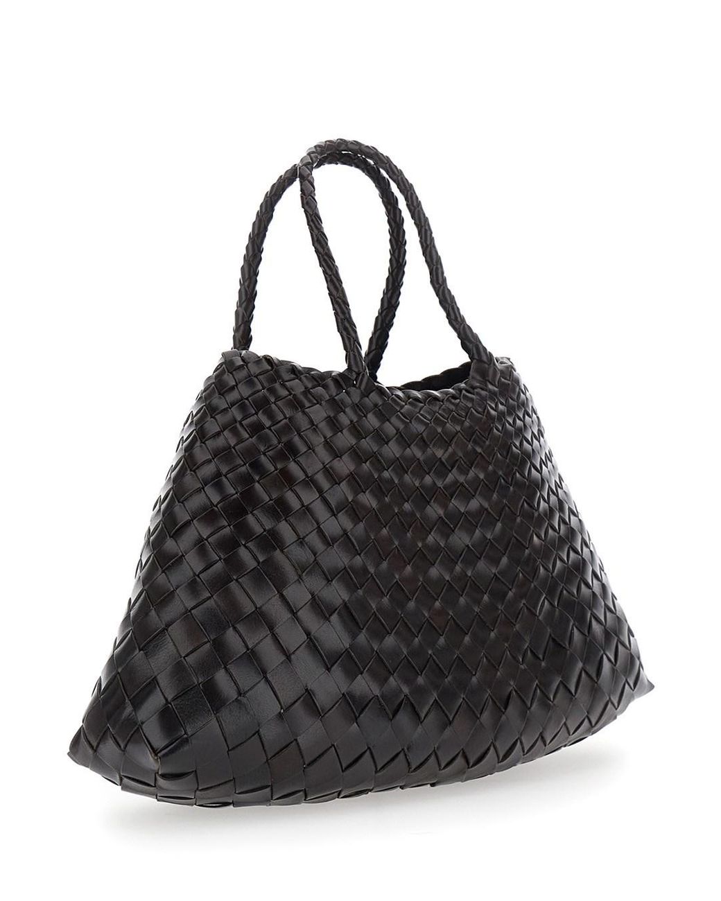 Dragon Diffusion Black 'Santa Croce' Small Handbag With Woven Design I