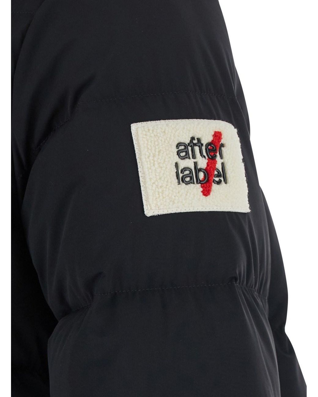 AFTER LABEL Blue 'Levi' Down Jacket With Zip And Logo Patch On The Sl