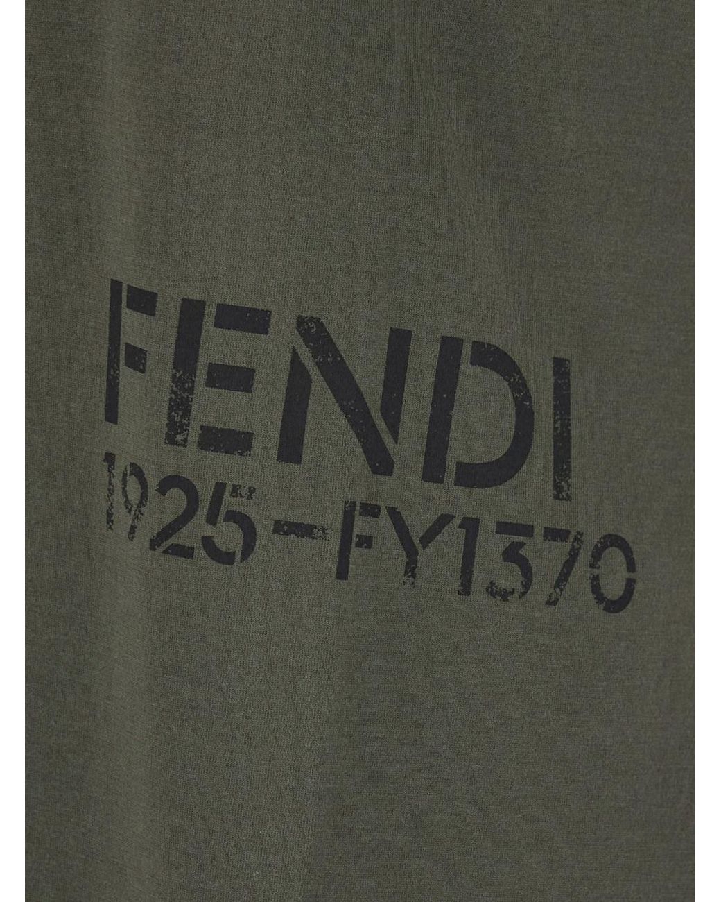Fendi Green T-Shirt With Tone-On-Tone Logo On The Side for men