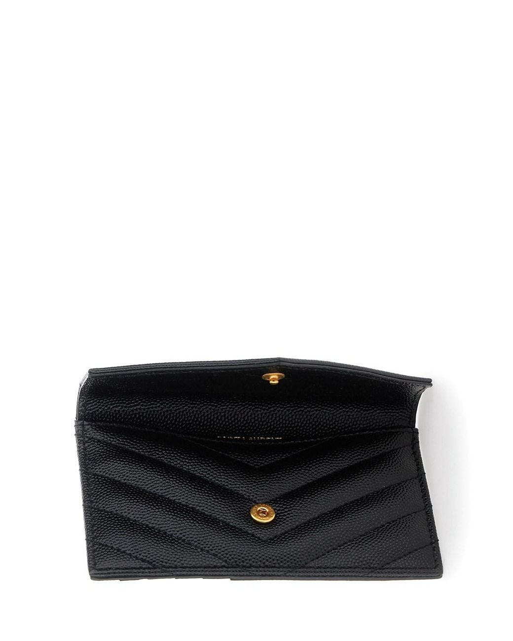 Saint Laurent Black Card Holder Cassandre Crocodile-Embossed Calf Leather Accessory