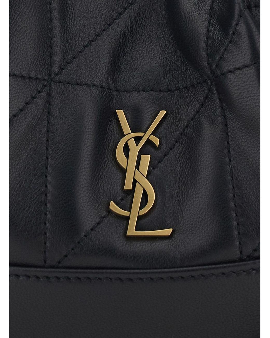 Saint Laurent Black Crossbody Bag With Drawstring Closure And Cassandre Plaque On The Front