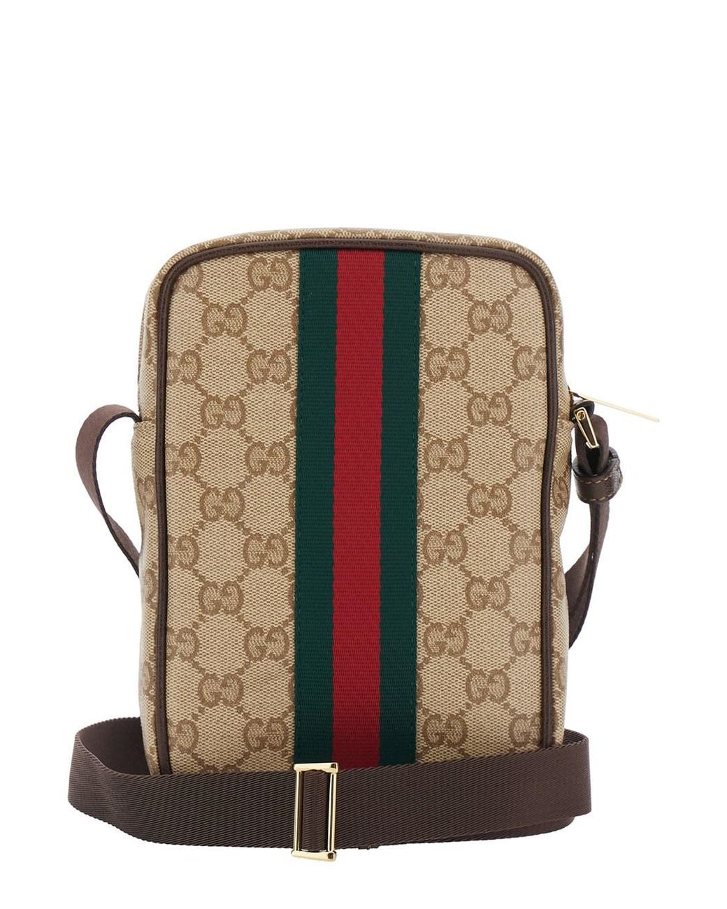 Gucci Brown Crossbody Bag With Web Stripe And Adjustable Strap for men