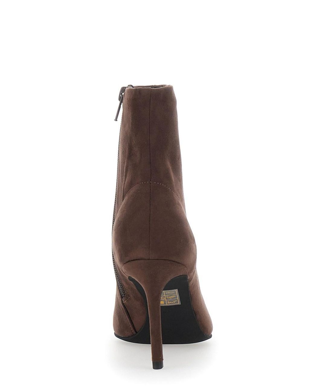 Jeffrey Campbell Brown Nixie Bootie Leather Ankle Boot With High Heel And Sturdy Sole
