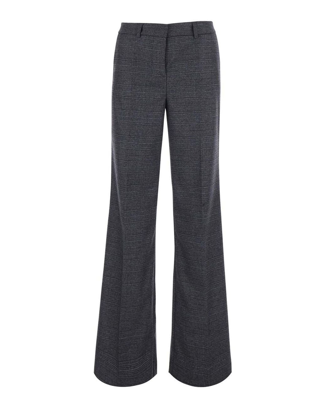 Le Plain Blue Pants With Check Motif All-Over