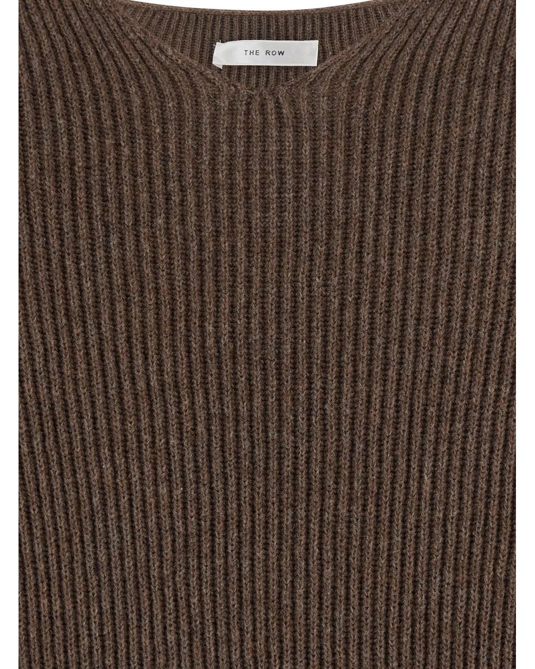 The Row Brown 'Phef' Sweater With Ribbed Design And V-Neck