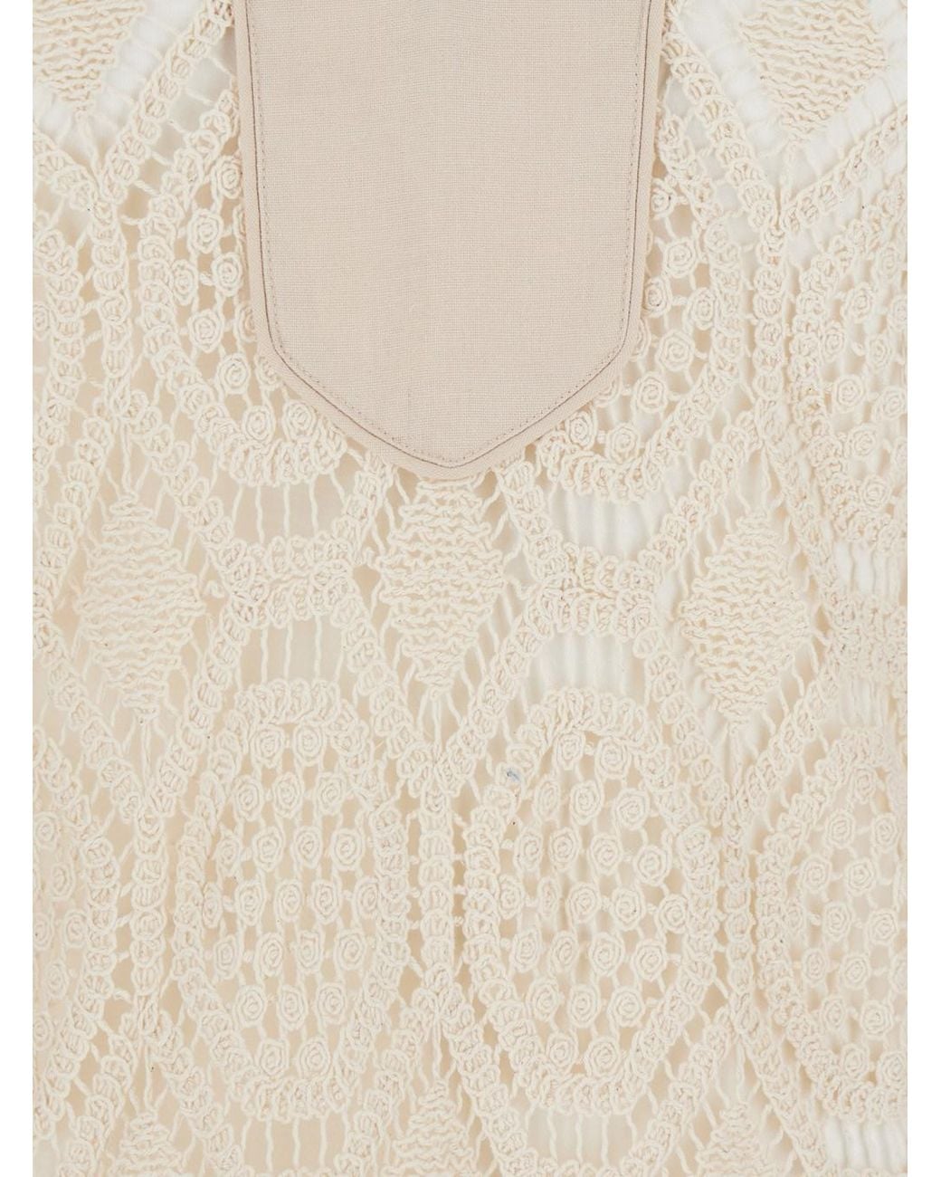 Miss June White 'Baley' Long Dress With Front Neckline And Crochet Wor