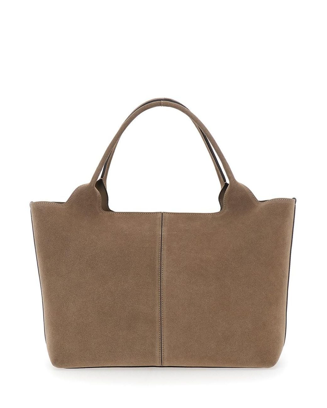 Tod's Brown 'Ebr' Tote Bag With Logo Plaque On The Front And Contrasting Stitching