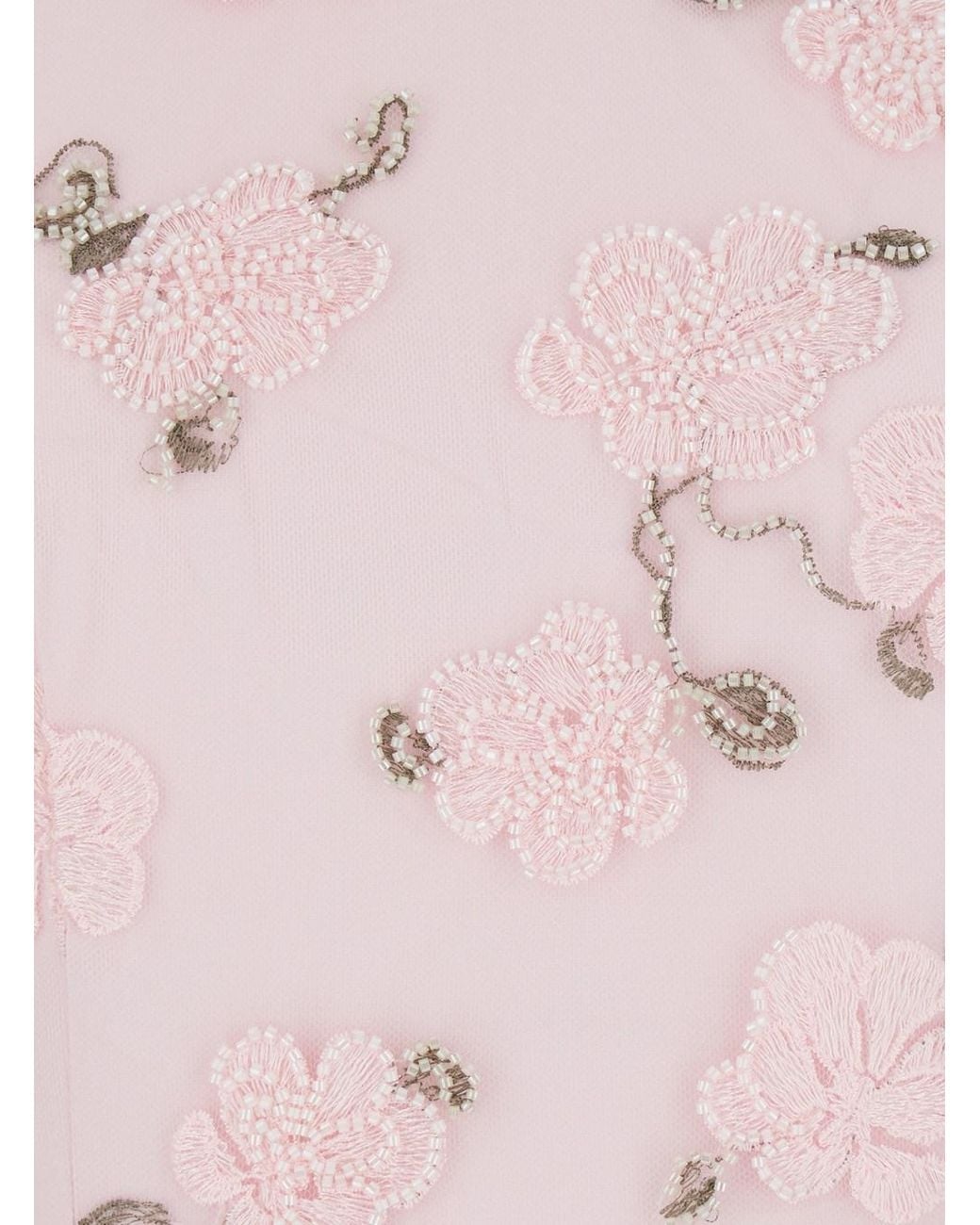 ROTATE BIRGER CHRISTENSEN Pink Long Dress With Open Back And Floral Beaded Details