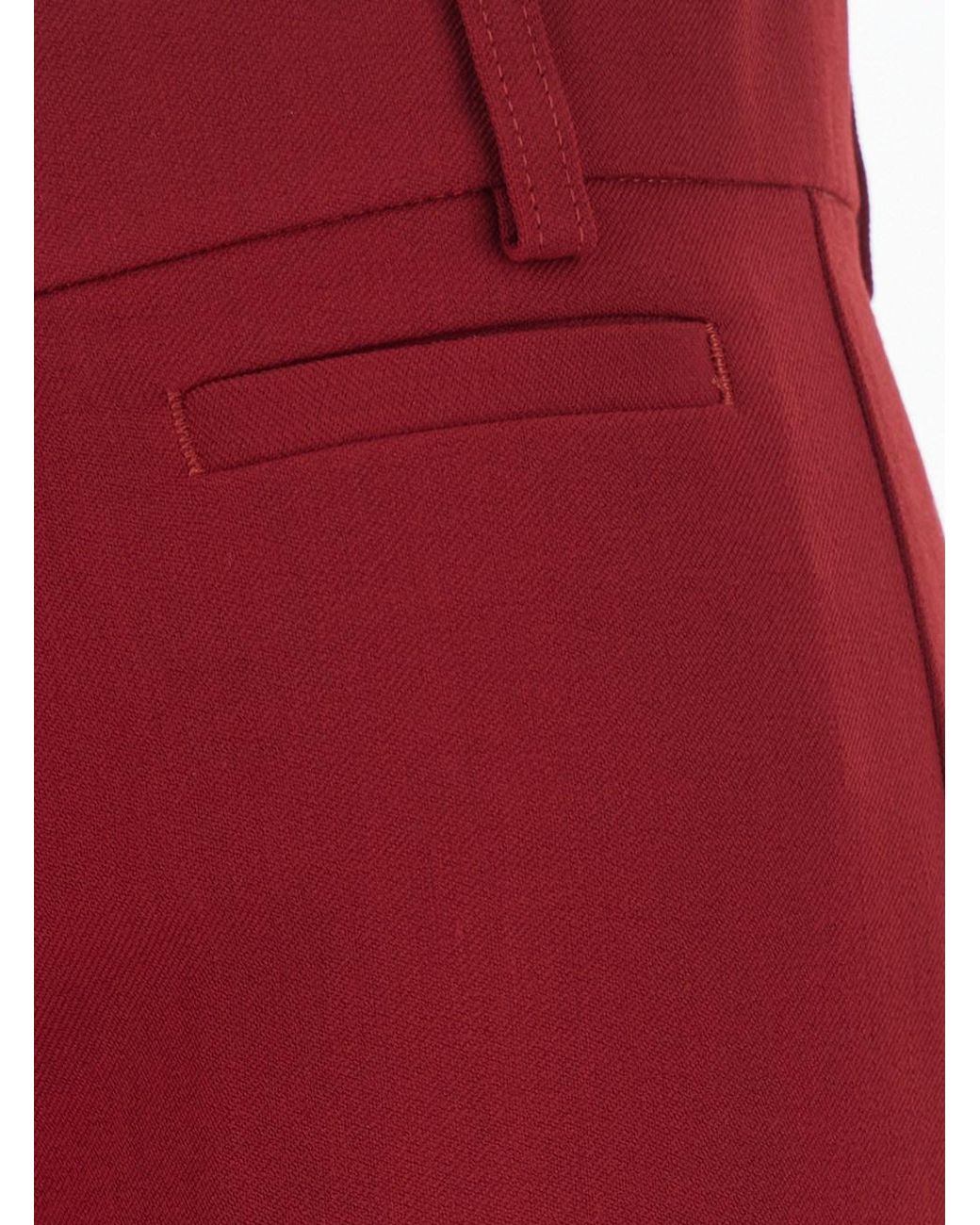 Pinko Red High-Waisted Crepe Trousers Polyester