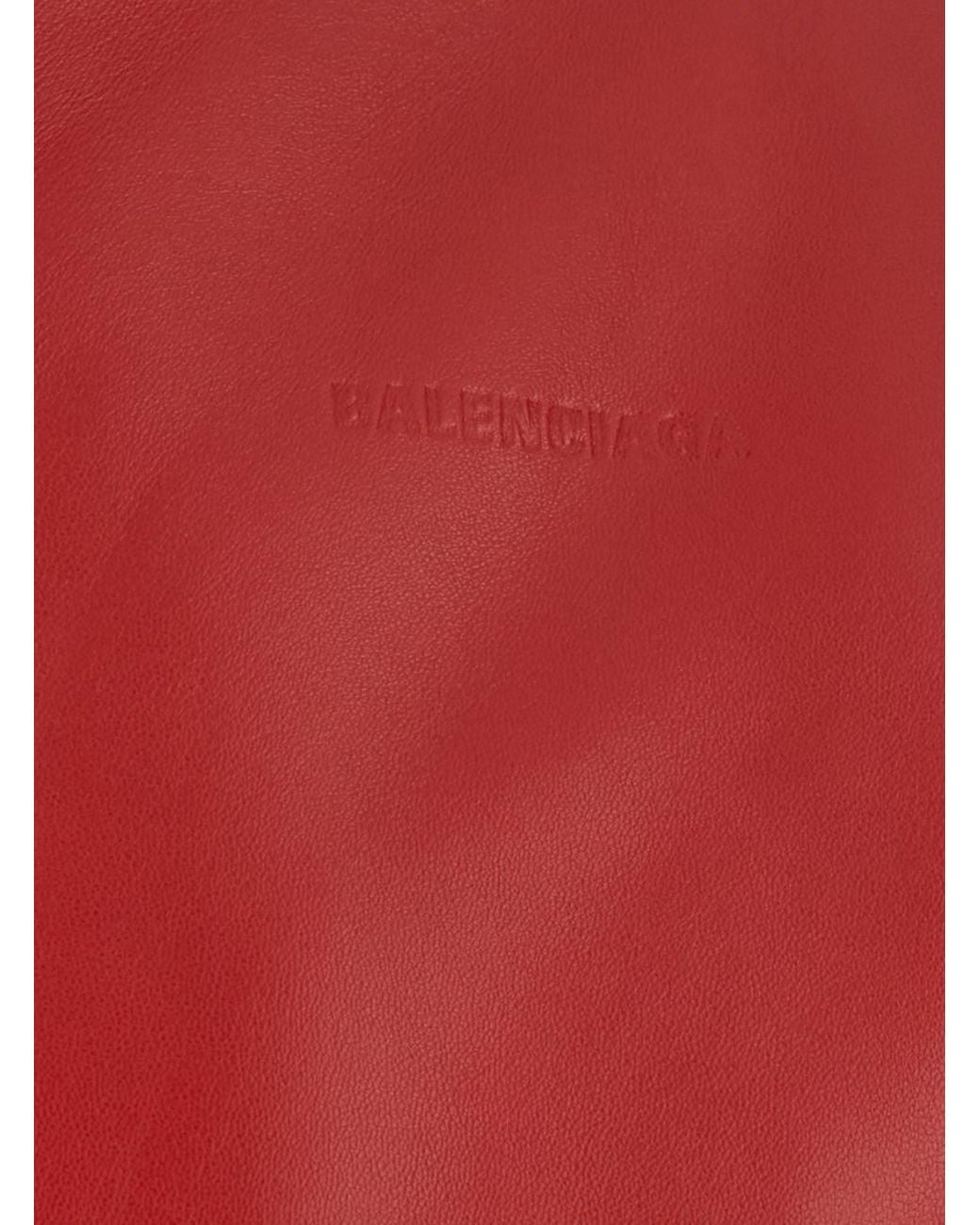 Balenciaga Red Crop Jacket With Oversized Collar And Logo Lettering On