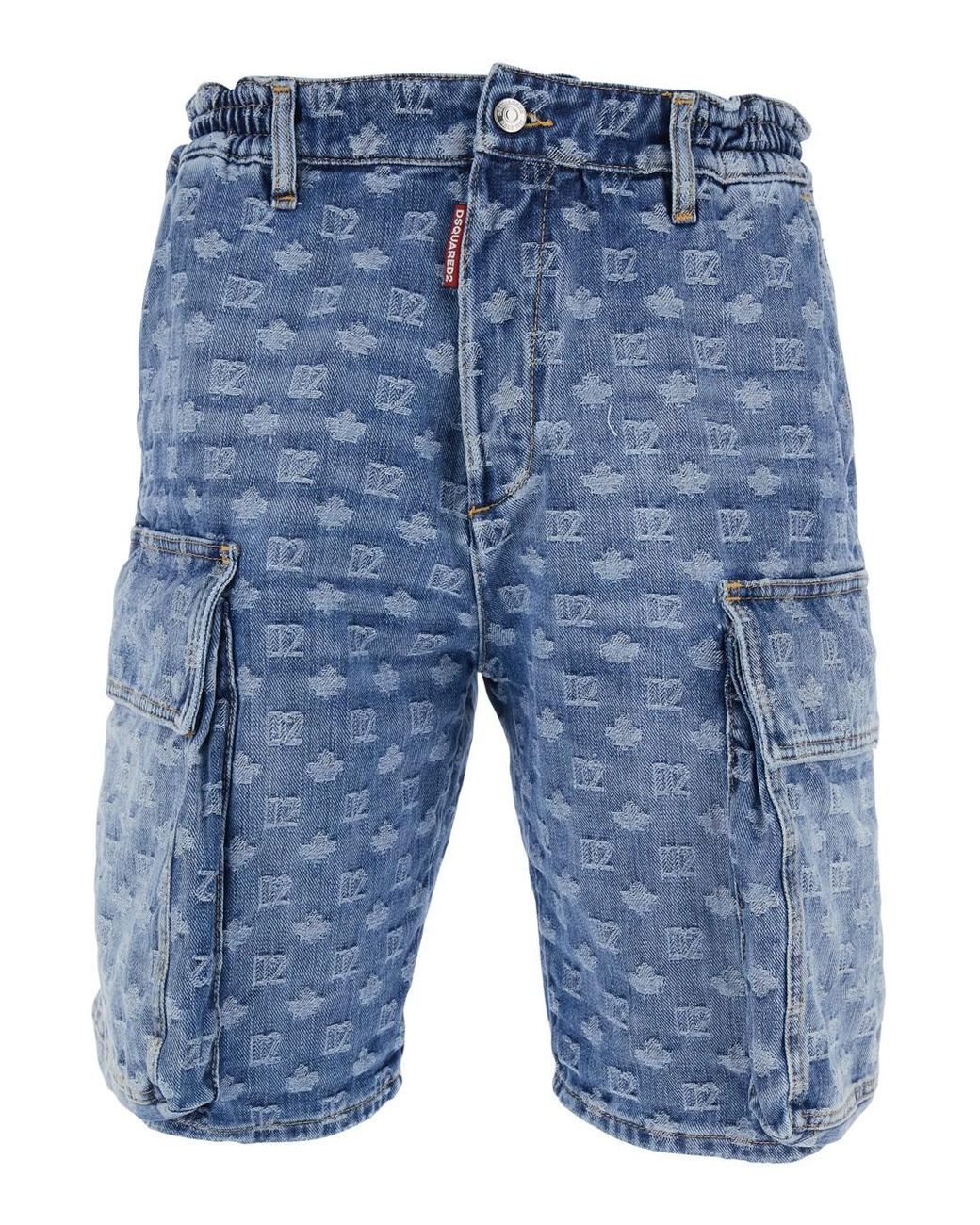 Bermuda A Cinque Con Logo Monogram All-Over E Due Tasche Car di DSquared² in Blue da Uomo
