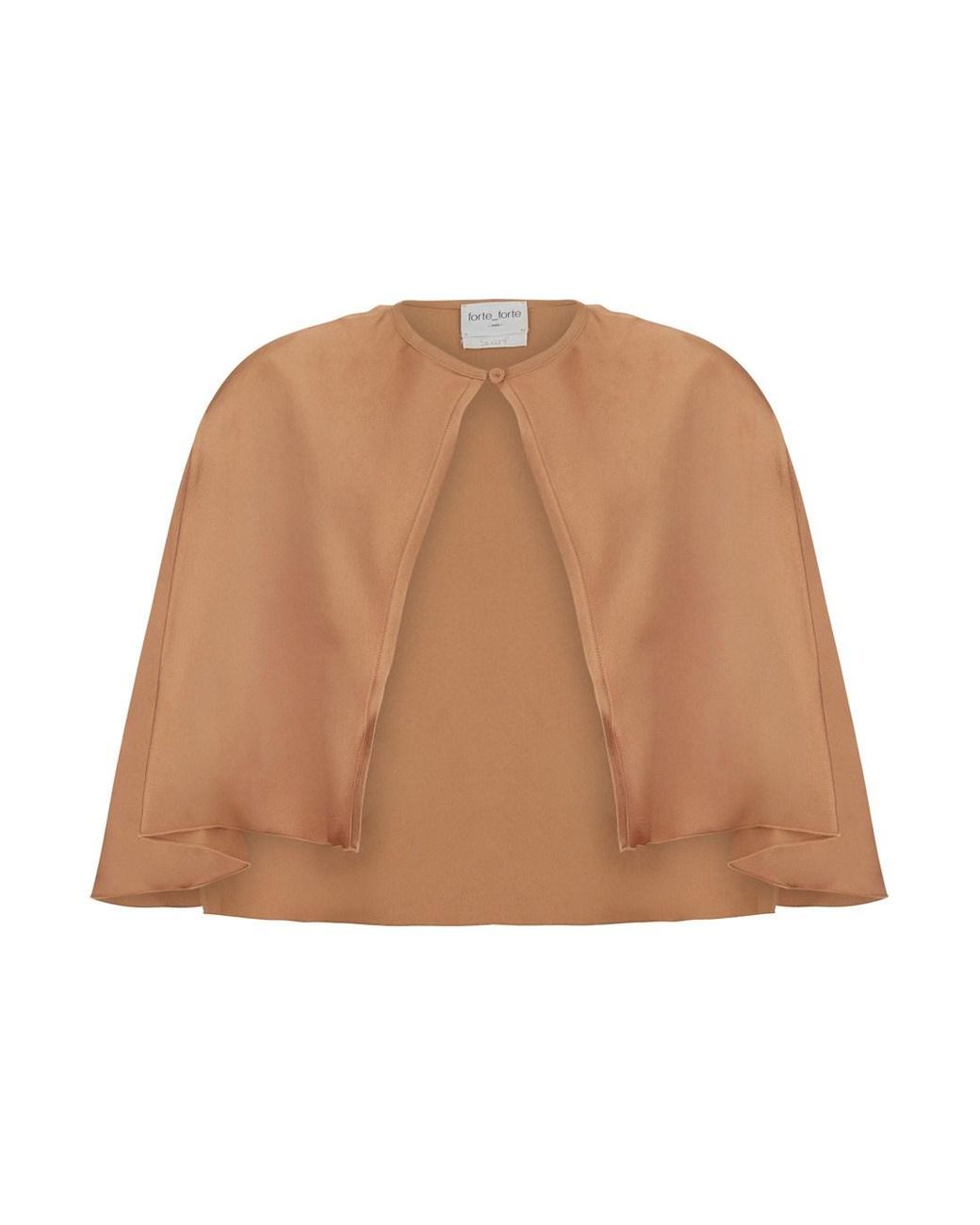 Forte_forte Natural Cape With Round Neckline And Button Closure On The Fr