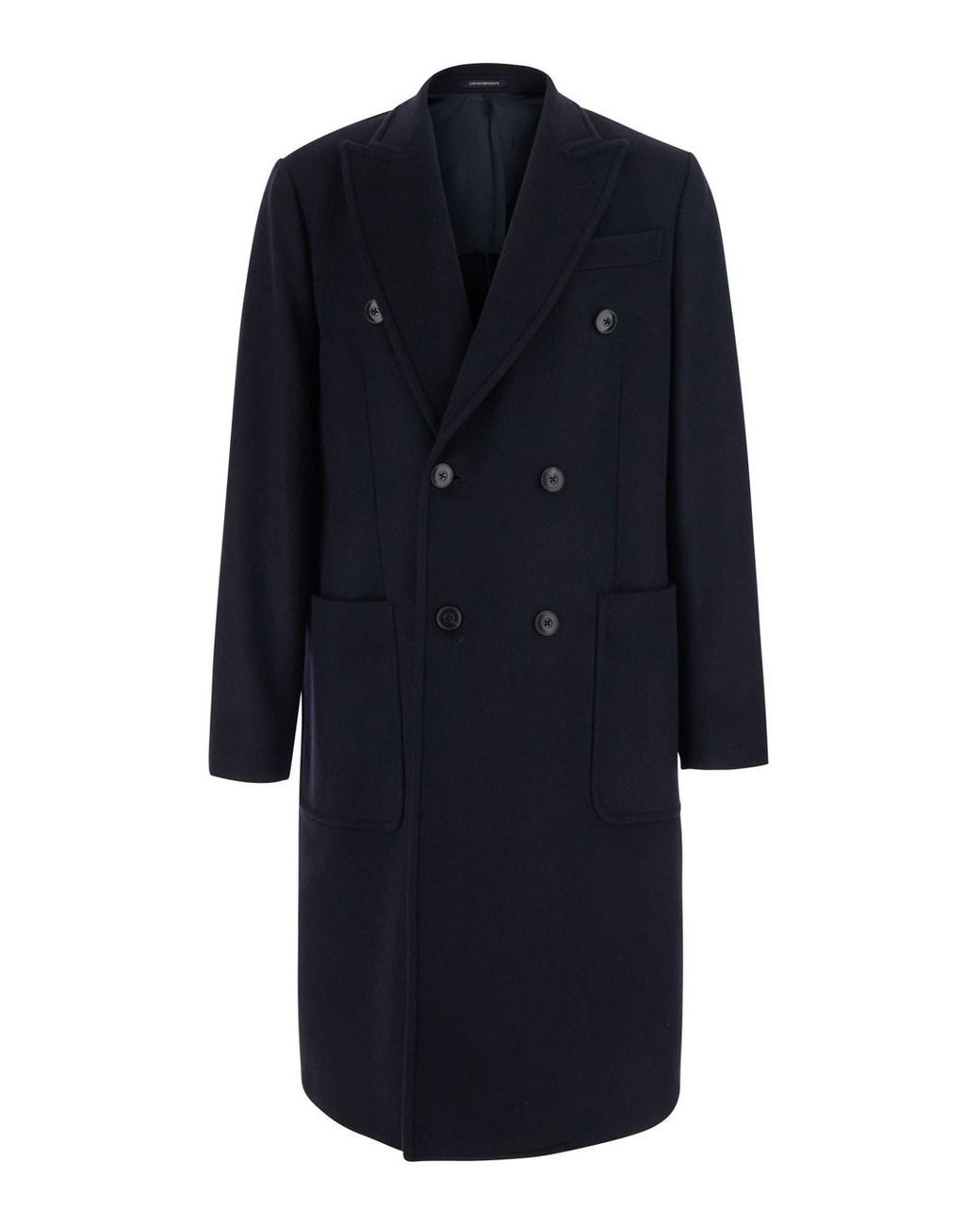Emporio Armani Blue Coat Double-Breasted Cashmere-Wool for men