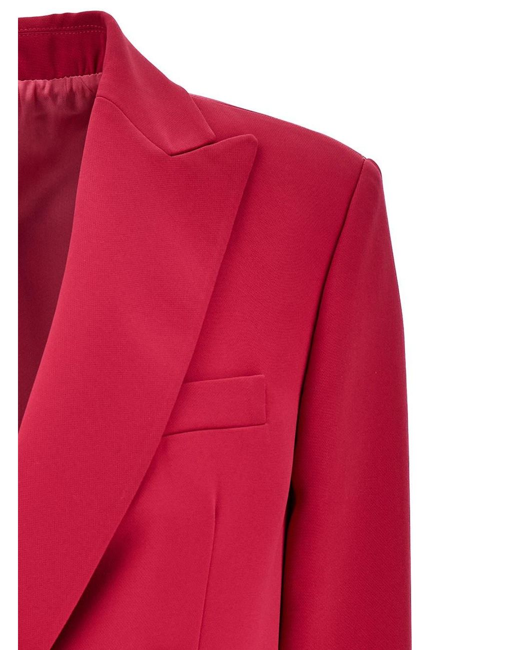 Le Plain Red Double-breasted Jacket With Peaked Revers And Tonal Buttons In Stretch Fabric