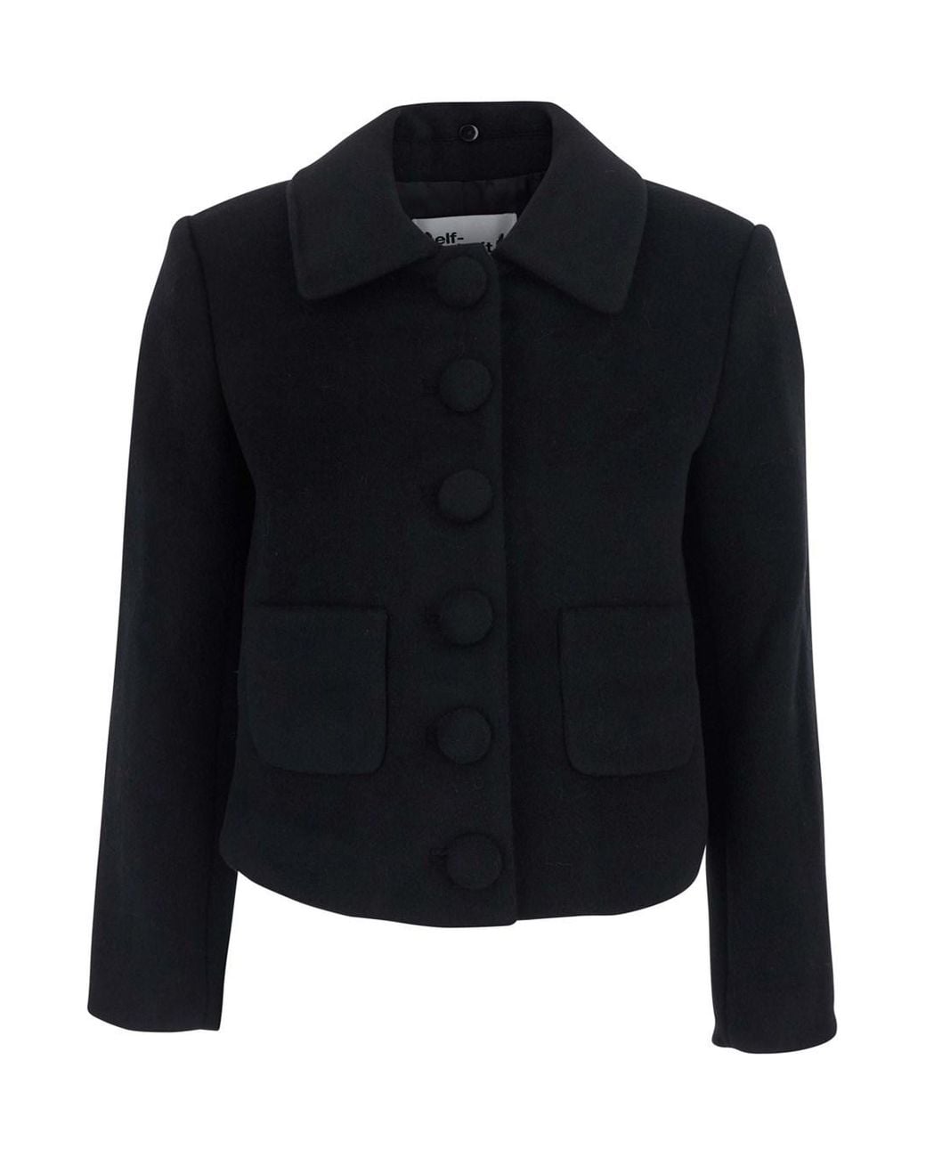 Self-Portrait Black Jacket With Fur Cuffs And Notched Collar
