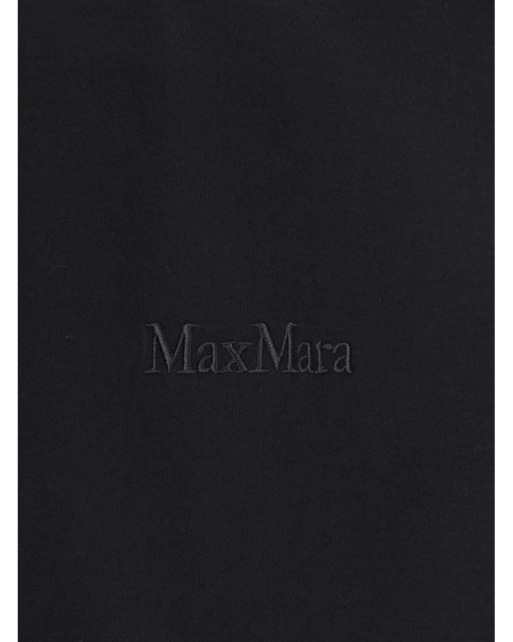 Max Mara Black Cotton T-Shirt With Embroidered Logo T-Shirts & Jerseys