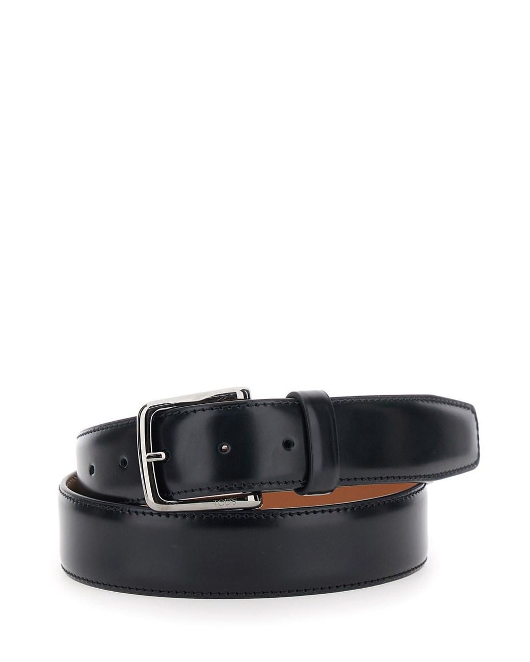 Tod's Black Classic Smooth Leather Belt With Metal Buckle for men