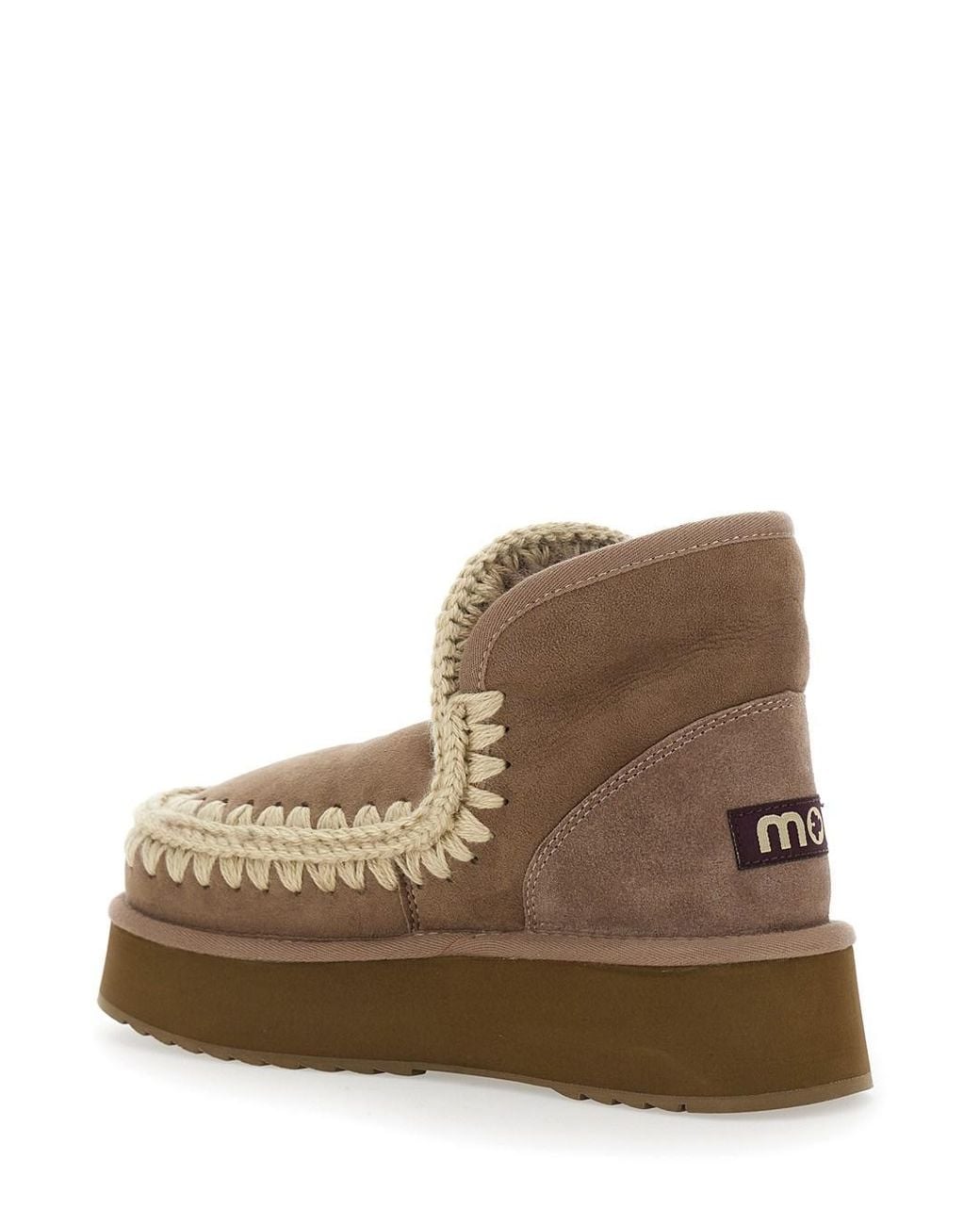 Mou Brown 'Mini Eskimo' Ankle Boots With Logo Patch On The Rear
