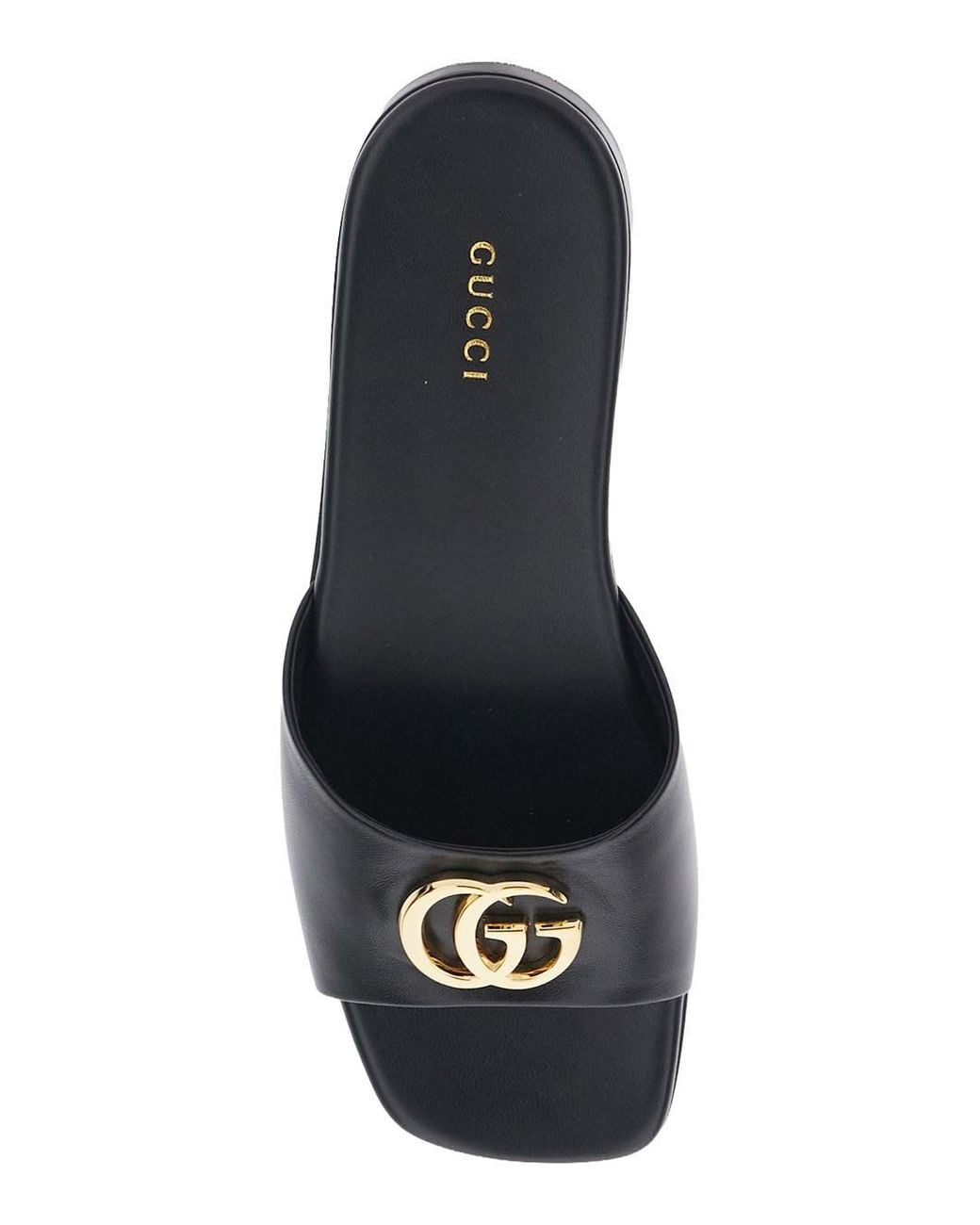 Gucci Black Marmont Gg Sandal Leather Nappa Charlotte