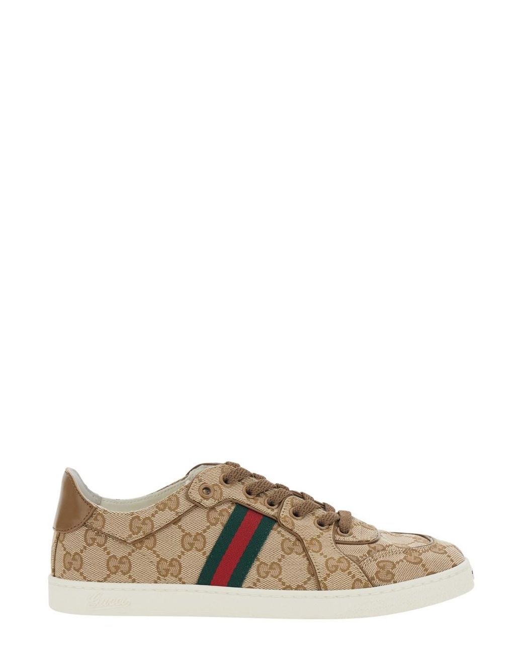 Gucci Natural Sneakers Stretch Fabric And Leather Trainers