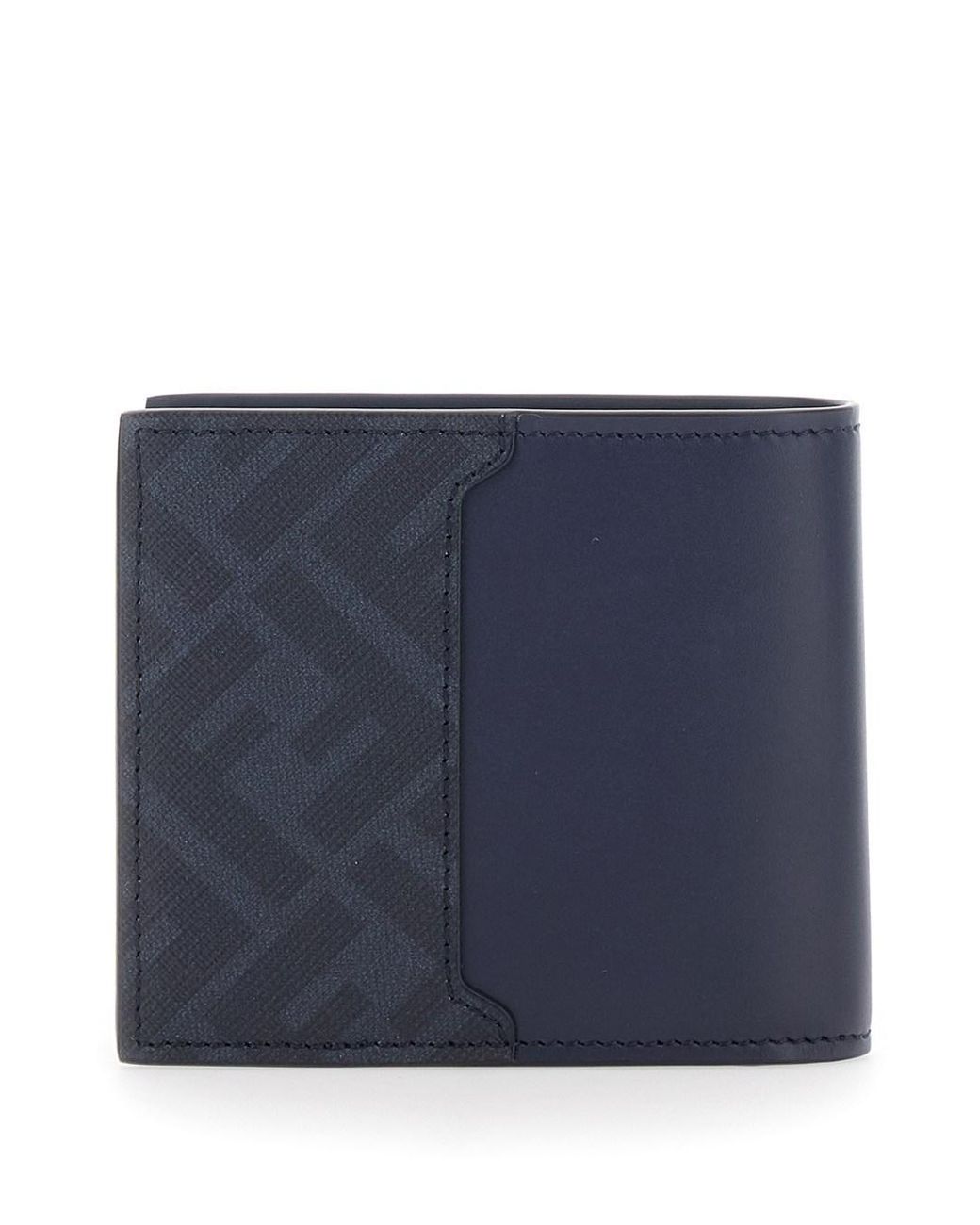 Fendi Blue Bi-Fold Wallet With Ff Plate On The Front for men