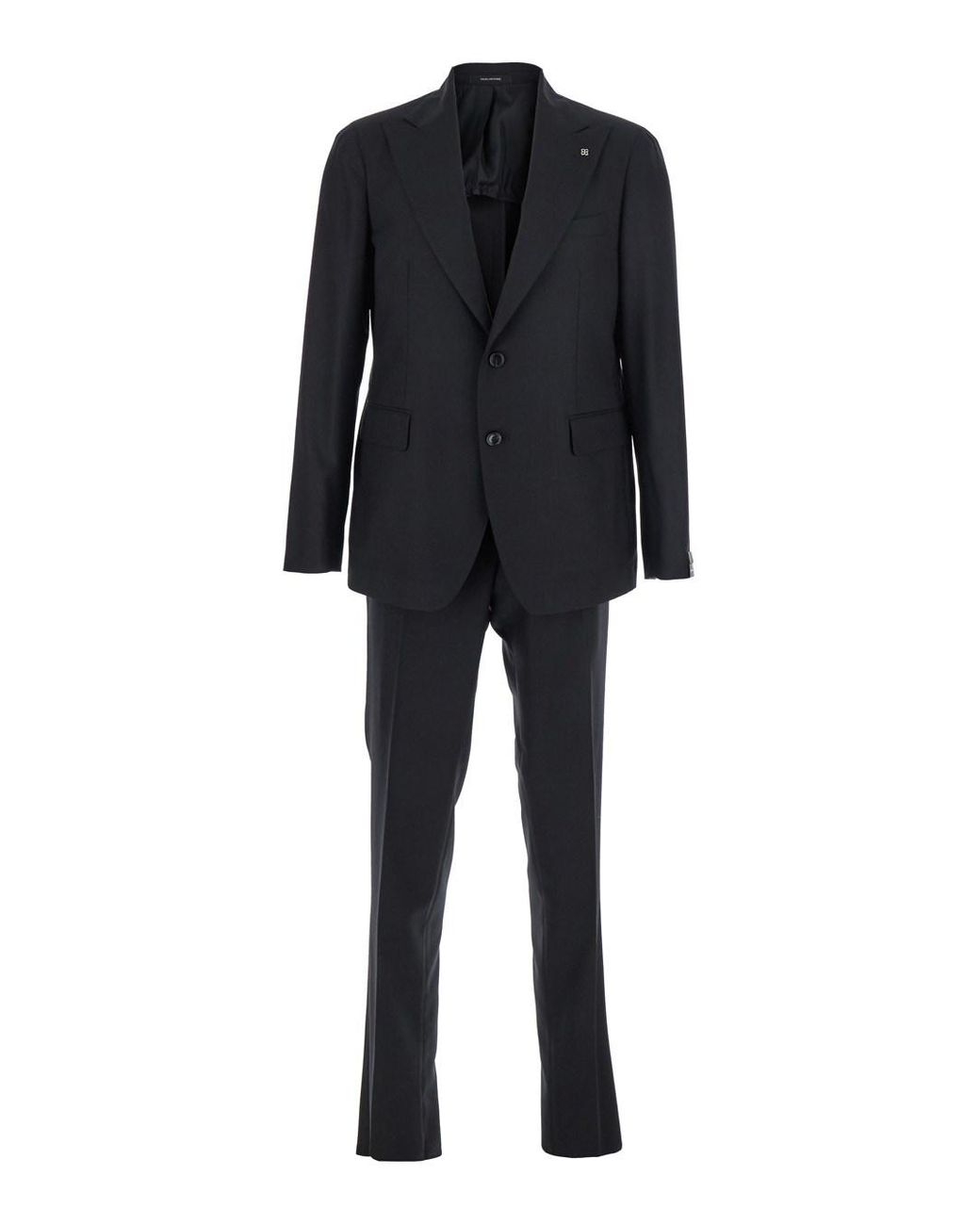 Tagliatore Black Single-Breasted Suit With Peak Revers for men