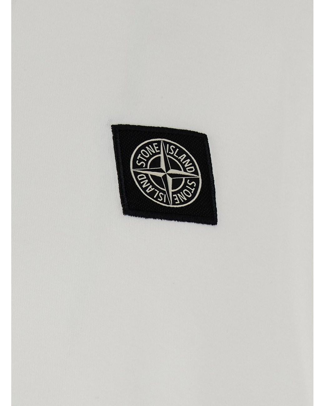 Stone Island White Long-Sleeved Cotton T-Shirt T-Shirts for men
