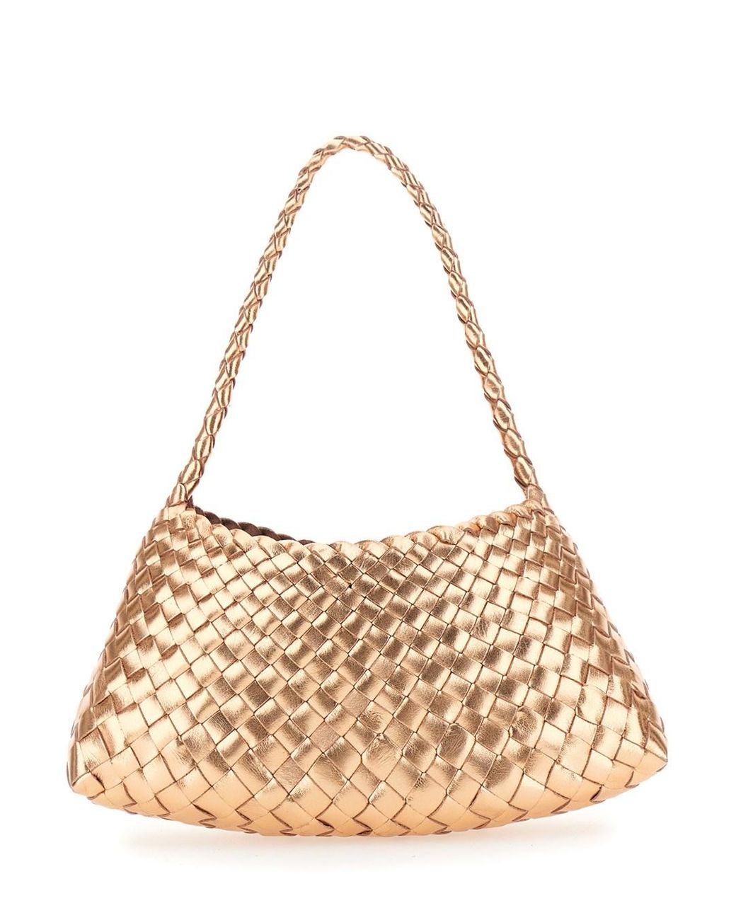 Dragon Diffusion Metallic 'Rossana' Shoulder Bag With Flared And Woven De