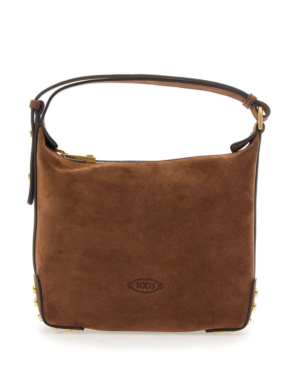 Tod's Brown Handbag With Top Handle And Metal Dots