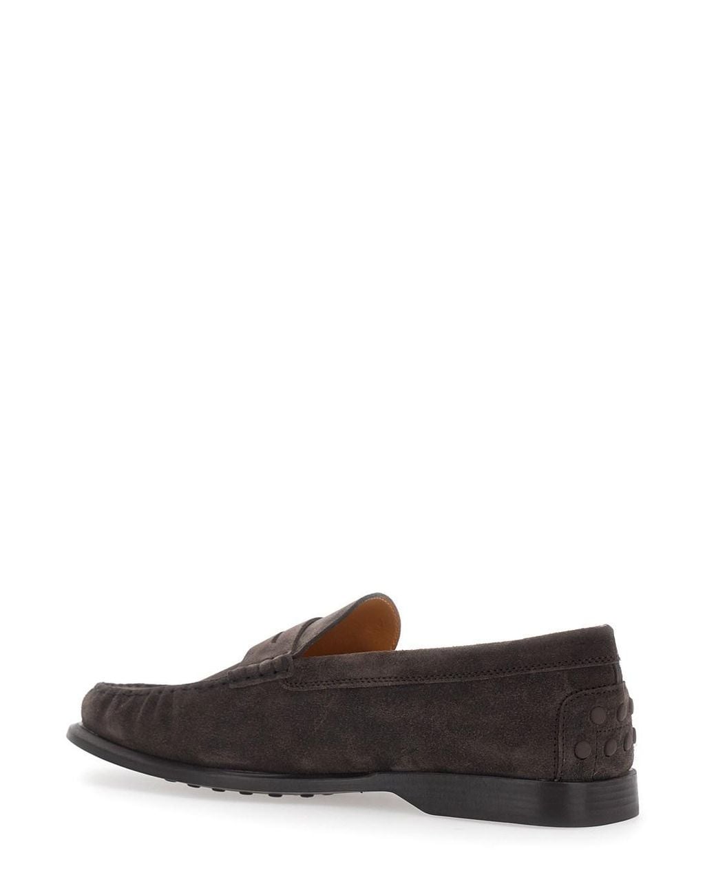 Tod's Brown Suede Loafers With Penny Slot And Embossed Logo Monogram for men