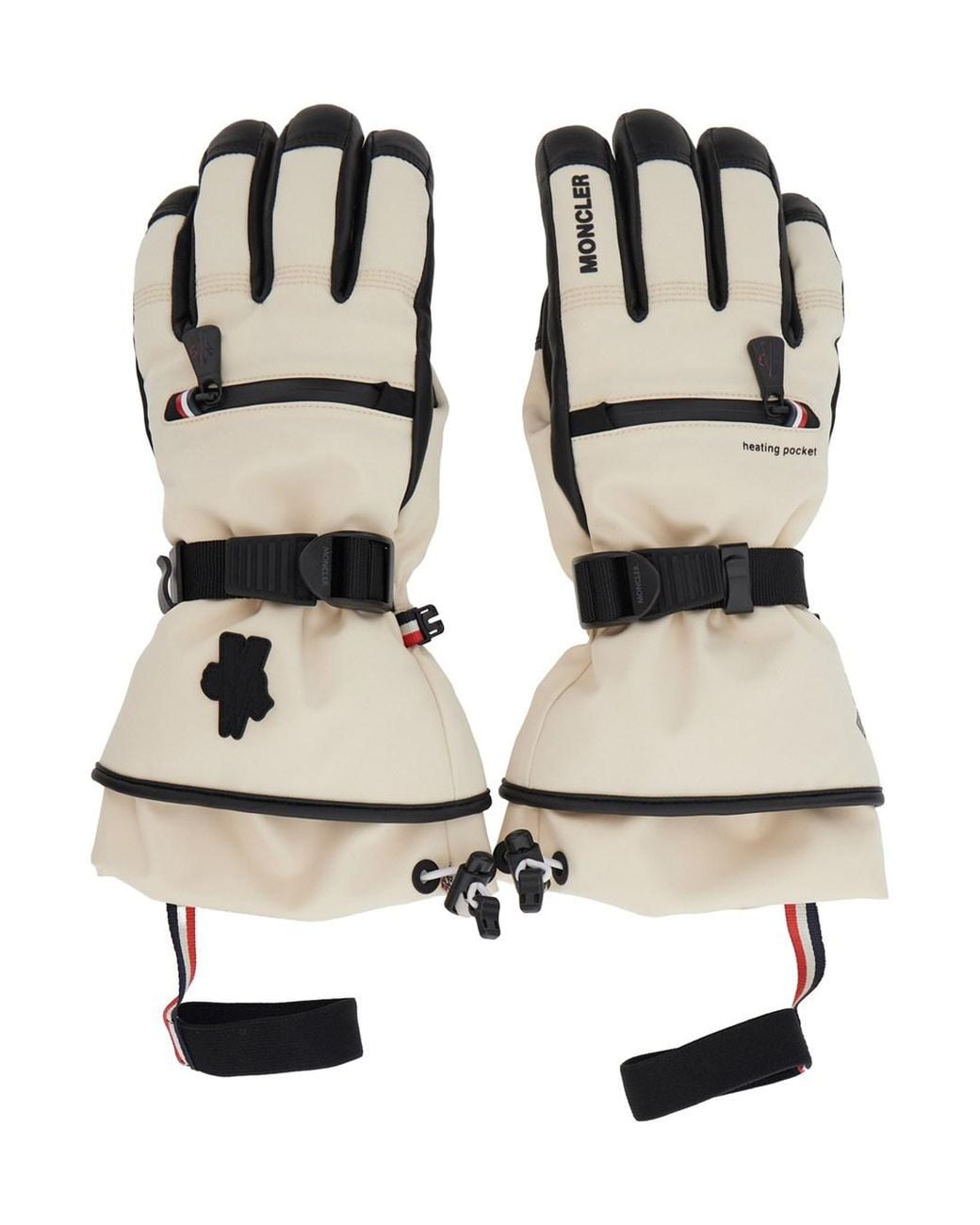Moncler Black Gloves With Logo Lettering On The Front And Adj