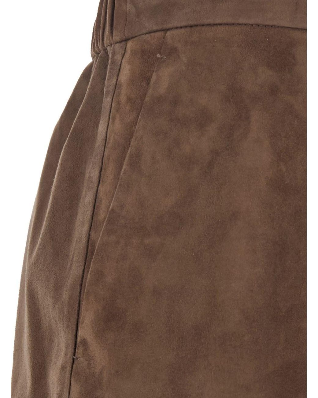 Max Mara Brown Midi Skirt Gazza Suede