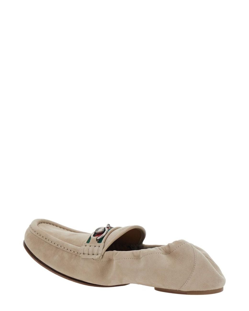 Gucci White Loafers With Horsebit Plate Suede Goat for men