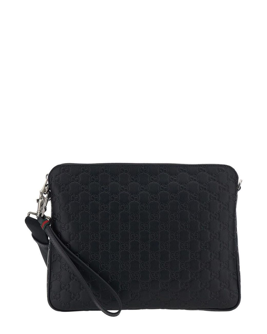 Gucci Black Emblem Shoulder Bag With Adjustable And Removable Strap An for men